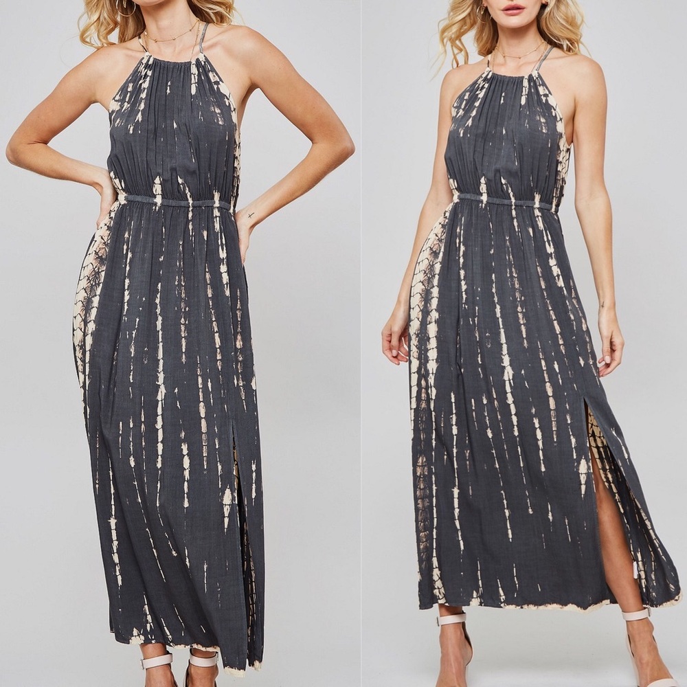Tie-Dye Boho Casual Maxi Dress with Side Slit - Picture 3 of 4
